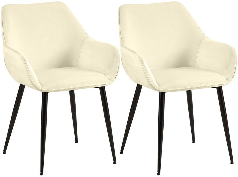 Esszimmerstühle mit Armlehnen und Stoffbezug Metallgestell 2er Set