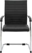 Besucherstuhl Freischwinger PU-Leder schwarz verchromtes Gestell 120 kg belastbar