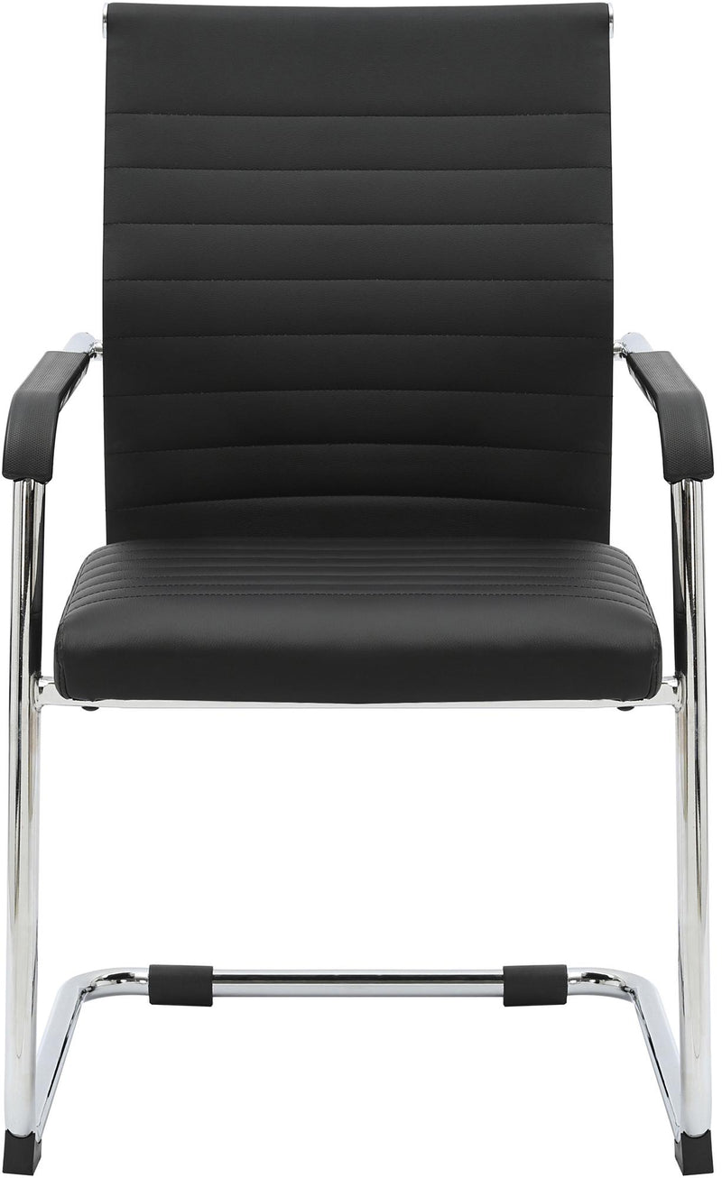 Besucherstuhl Freischwinger PU-Leder schwarz verchromtes Gestell 120 kg belastbar