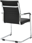 Besucherstuhl Freischwinger PU-Leder schwarz verchromtes Gestell 120 kg belastbar