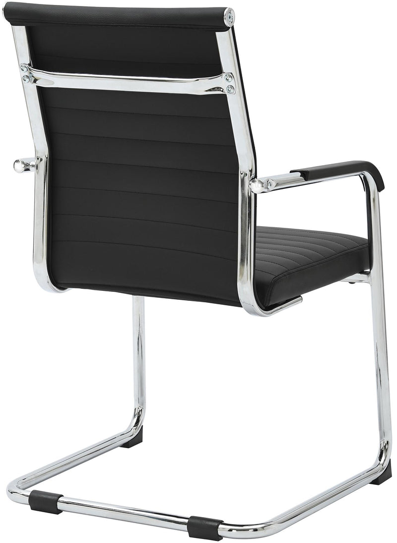 Besucherstuhl Freischwinger PU-Leder schwarz verchromtes Gestell 120 kg belastbar