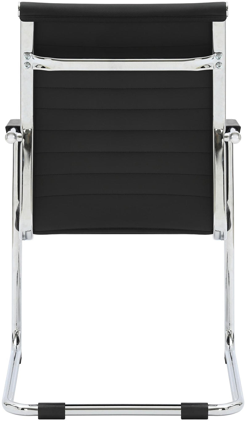 Besucherstuhl Freischwinger PU-Leder schwarz verchromtes Gestell 120 kg belastbar