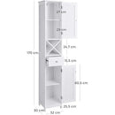 Bodenschrank, Badezimmer-Hochschrank mit Rollladentüren, Schublade
