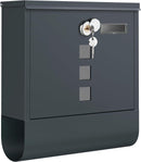 Briefkasten, Wandbriefkasten, Kappenschloss mit Kupferkern, Zeitungsfach, Sichtfenster und Namensschild, einfach zu installieren, Anthrazitgrau