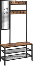 Garderobenständer, Garderobenständer mit Gitterwand, Schuhregal, Flurbaum