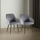 2er-Set Samt Esszimmerstühle Stabil, Bodenschoner, pflegeleicht
