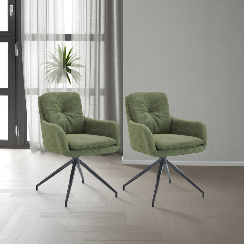 2er-Set Esszimmerstühle  Stoff, 180° drehbar, gepolstert