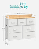 Kommode, Schrank, Aufbewahrungseinheit, 7 Schubladen aus Stoff