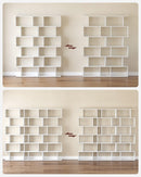 Bücherregal aus Holz, Würfelregal und Raumteiler, Bücherregal mit 6 Ebenen, freistehendes Regal