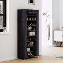 Stoffregal mit 10 Etagen, Schuh-Organizer, großes Fassungsvermögen, einfache Montage, staubdicht, 58 x 28 x 160 cm, Schwarz