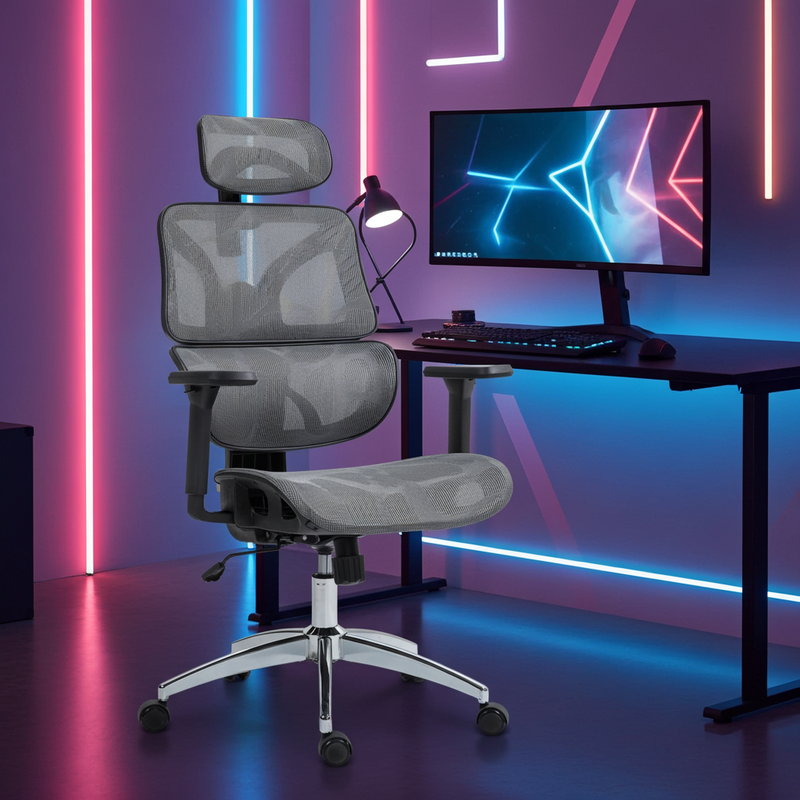 Ergonomischer Bürostuhl – mit Lordosenstütze, Kopfstütze & 135 kg Belastbarkeit für gesundes Sitzen