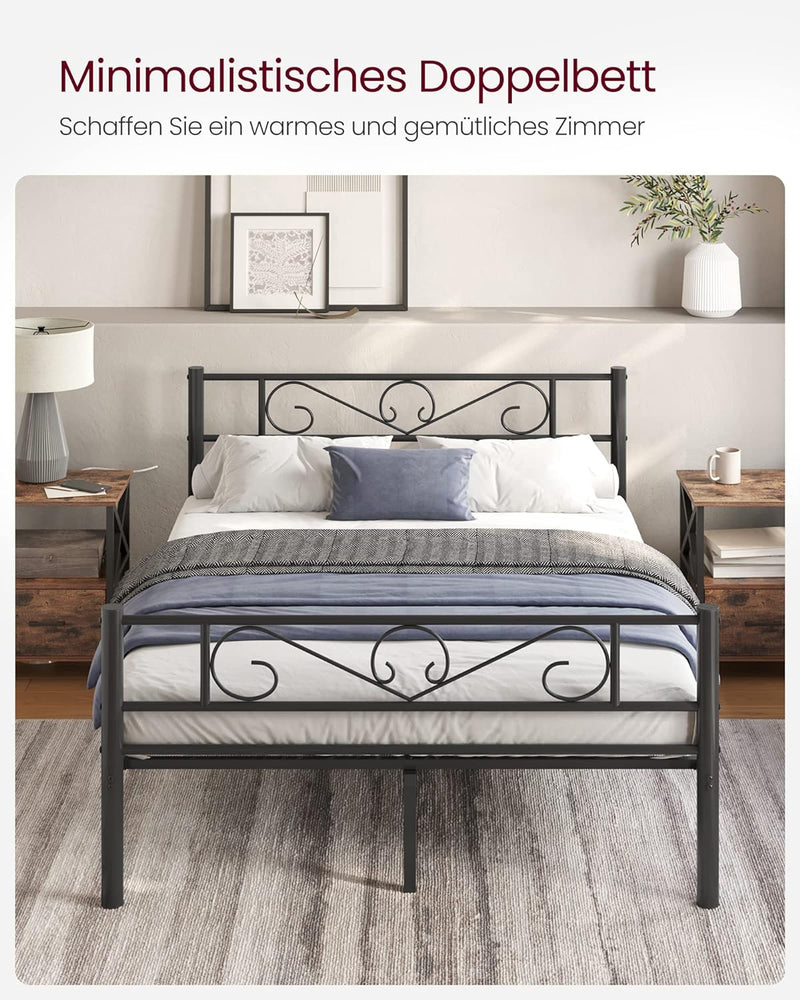 Doppelbettgestell, Metallbettgestell, passend für 140 x 190 cm große Matratzen, für Erwachsene, Kinder, Kinder, kein Boxspringbett erforderlich, einfache Montage