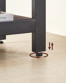 Computertisch, L-förmiger Eckschreibtisch, Arbeitsplatz mit Ablagen fürs Homeoffice, platzsparend, leicht aufzubauen, Industriedesign, rustikales Braun und Schwarz