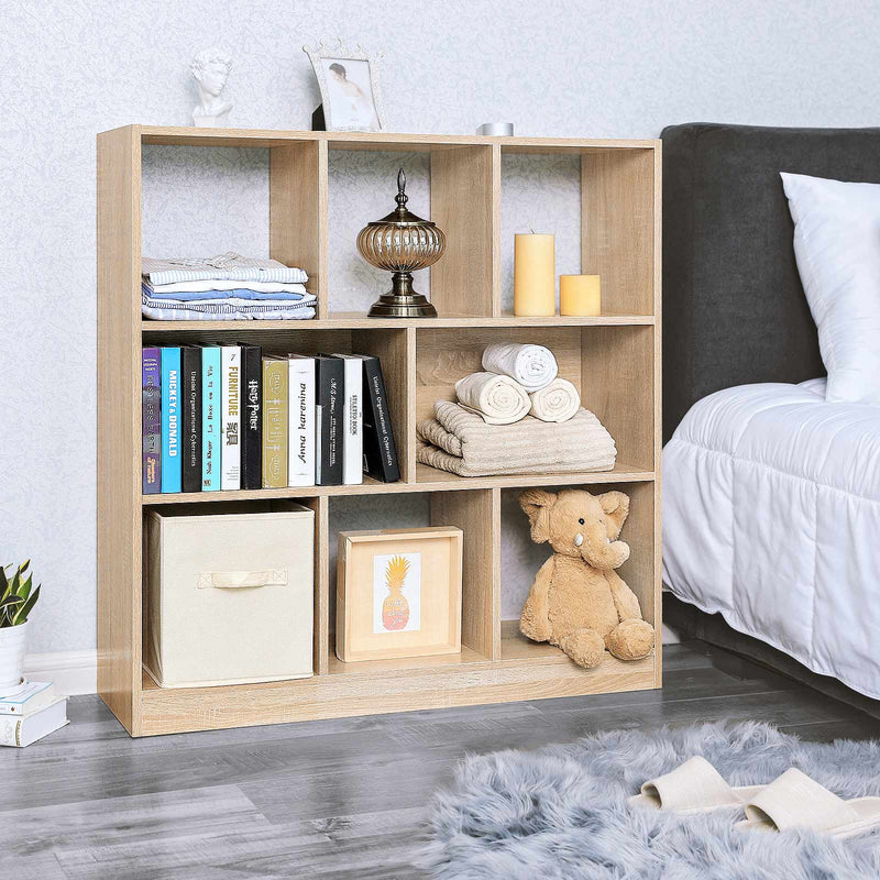 Bücherregal, Bücherregal aus Holz mit offenen Fächern, freistehendes Regal für Wohnzimmer, Schlafzimmer, Kinderzimmer