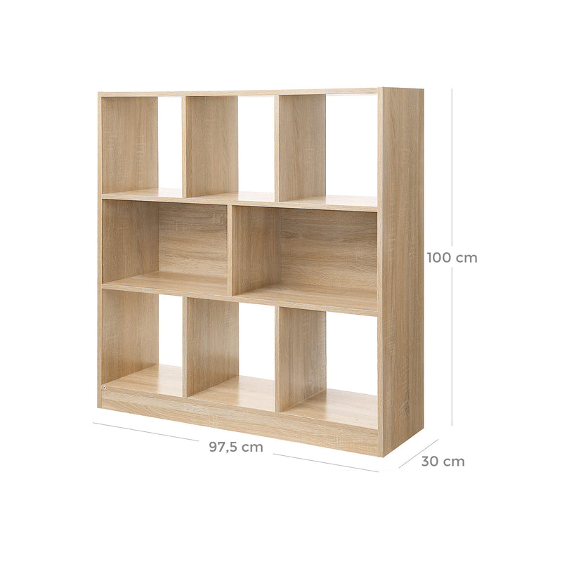 Bücherregal, Bücherregal aus Holz mit offenen Fächern, freistehendes Regal für Wohnzimmer, Schlafzimmer, Kinderzimmer