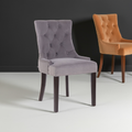 Esszimmerstuhl Samtbezug mit Ziernähten & Armlehnen - Polsterstuhl Holzgestell 136 kg belastbar