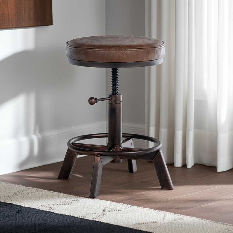 Hocker Höhenverstellbar, Kunstleder, Industrial-Design