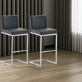 Barhocker 2er Set mit Kunstleder und Rückenlehne Freischwinger Design Edelstahl Gestell für Kücheninsel und Bar