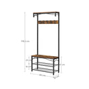 Garderobenständer, Industrie-Garderobenständer, Flur-Schuhständer und Bank mit Regalen,, 80 x 32 x 178,5 cm (L x B x H)