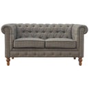 Chesterfield Zweisitzer-Sofa aus Mangoholz mit Multi-Tweed-Polsterung