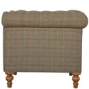 Chesterfield Zweisitzer-Sofa aus Mangoholz mit Multi-Tweed-Polsterung
