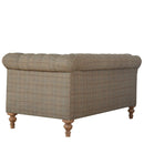 Chesterfield Zweisitzer-Sofa aus Mangoholz mit Multi-Tweed-Polsterung