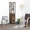 Industrielles Standregal, schmaler Badezimmerschrank mit 3 Einlegeböden und Schrank,