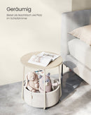 Kleiner runder Couchtisch, Beistelltisch mit Stoffkorb, Aufbewahrung