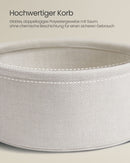 Kleiner runder Couchtisch, Beistelltisch mit Stoffkorb, Aufbewahrung