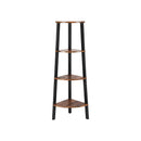 Eckregal, 4-stufiges industrielles Aufbewahrungsregal, Leiter-Bücherregal,