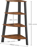 Eckregal, 4-stufiges industrielles Aufbewahrungsregal, Leiter-Bücherregal,