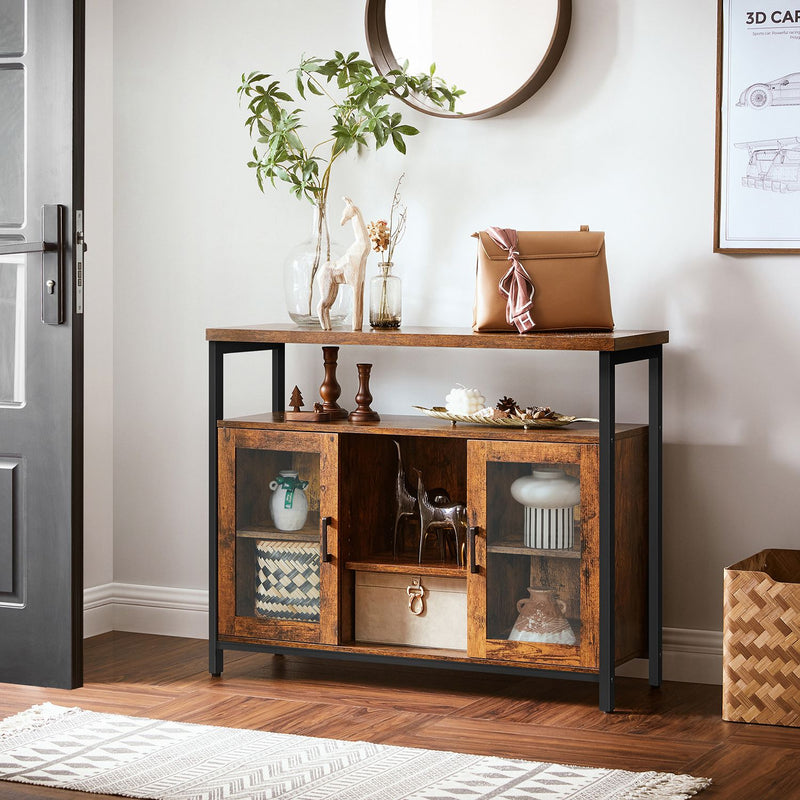 Sideboard, Buffettisch mit 2 transparenten Glastüren, TV-Schrank