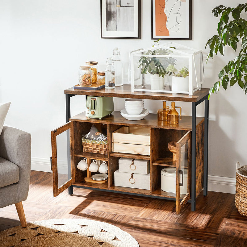 Sideboard, Buffettisch mit 2 transparenten Glastüren, TV-Schrank