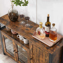 Buffetschrank, Sideboard, Bodenschrank mit transparenten Türen, Rustikal