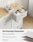 Kommode mit 8 Schubladen, Stoff, Hellgrau-Weiß, Metallrahmen