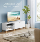 TV-Schrank für Fernseher bis 65 Zoll, 140 cm breiter Fernsehständer mit 2 Türen