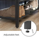 Schuhbank gepolsterte Bank mit Mesh Regal Schuhablage 80 x 30 x 48 cm Flur Schlafzimmer Metall platzsparend Industrie Design Kunstleder Vintage Braun Schwarz LBS75X