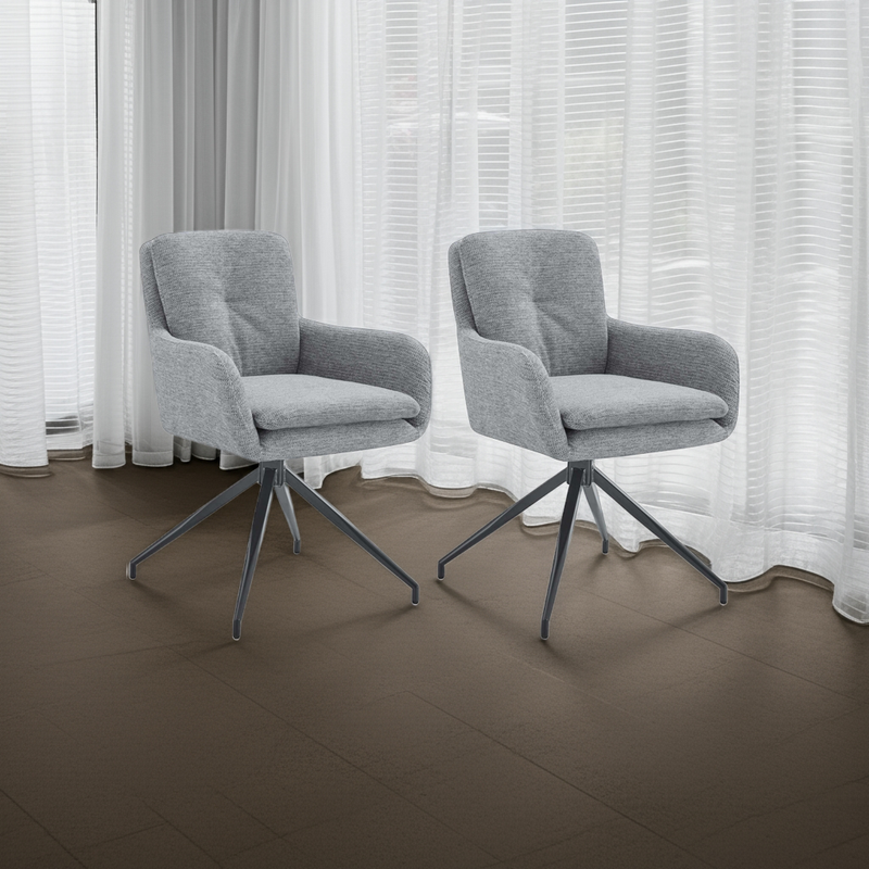 2er-Set Esszimmerstühle  Stoff, 180° drehbar, gepolstert