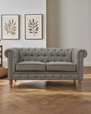Chesterfield Zweisitzer-Sofa aus Mangoholz mit Multi-Tweed-Polsterung