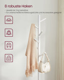 Standgarderobe, Garderobenständer aus Massivholz, Baumgarderobe mit 8 Haken