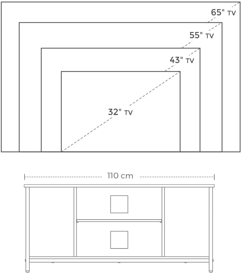 TV-Ständer bis 50 Zoll, Fernsehschrank mit offenen Regalen, für Wohnzimmer