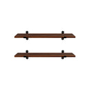 Wandregale, 2er-Set, 60 x 20 x 7 cm, schwebende Regale, dekorative Regale, Retro-Stil, für Schlafzimmer, Wohnzimmer, Küche, Flur, maximale Tragfähigkeit je 15 kg, MDF Braun und Schwarz