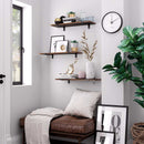 Wandregale, 2er-Set, 60 x 20 x 7 cm, schwebende Regale, dekorative Regale, Retro-Stil, für Schlafzimmer, Wohnzimmer, Küche, Flur, maximale Tragfähigkeit je 15 kg, MDF Braun und Schwarz