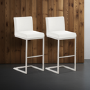 Barhocker 2er Set mit Kunstleder und Rückenlehne Freischwinger Design Edelstahl Gestell für Kücheninsel und Bar