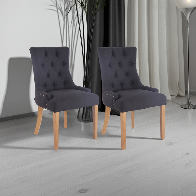 2er Set Esszimmerstühle mit Stoffbezug  Moderne Küchenstühle mit Rückenlehne für Esszimmer & Küche