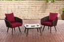 Garten-Set Flachrattan rubinrot 45 cm (Dunkelbraun) , braun-meliert - kleinigkeits.de