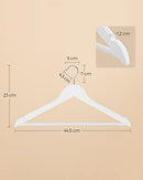 Wooden Hangers, Set of 20, Coat Hangers, Clothes Hangers, with Shoulder Notches, Anti-Slip Trousers Bar, 360° Swivel Hook, for Suits, Shirts, Coats, White and Silver CRW03W-20