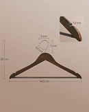 Wooden Hangers, Set of 20, Coat Hangers, Clothes Hangers, with Shoulder Notches, Anti-Slip Trousers Bar, 360° Swivel Hook, for Suits, Shirts, Coats, Dark Walnut and Silver CRW02V20