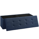 Storage Ottoman Bench, Padded Chest with Lid, Folding Seat, 120L Capacity, Hold up to 300 kg, Navy Blue LSF77IN