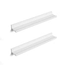 Floating Shelves Set of 2, Wall Shelves ledge with High Gloss Finish, 60 x 10 cm, for Picture Frames and Books, Living Room, Hallway, Bedroom, Bathroom, Kitchen, Office, White LWS60WT